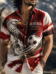 Herren-Fußballspiel in Österreich – Jubelnde Kunstprint-Kurzarmhemd