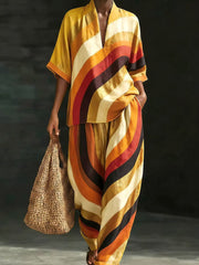 Afrikanisches Kunst-Set aus Baumwolle und Leinen für Damen