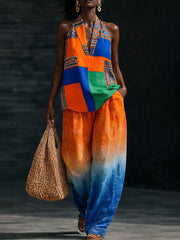 Afrikanisches Damen-Set aus Baumwolle und Leinen