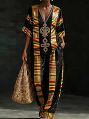 Afrikanisches Kunst-Set aus Baumwolle und Leinen für Damen