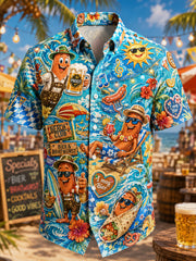 Herren-Oktoberfest-Urlaub Strand Sommer Freizeit Strandhemd Kurzarm