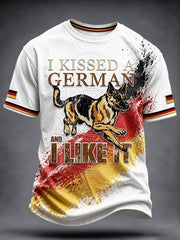 Herren-Casual-T-Shirt mit weißem Deutscher-Schäferhund-Print