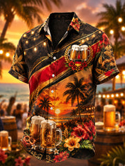 Herren-Oktoberfest-Urlaub Strand Sommer Freizeit Strandhemd Kurzarm