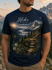 Herren-Art-Print-Casual-T-Shirt mit österreichischem Outdoor-Wandermotiv