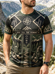 Herren-Art-Print-Casual-T-Shirt mit österreichischem Outdoor-Wandermotiv