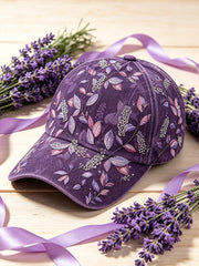 Lila Pflanzen-Blumenmuster gedruckt Unisex-Hut