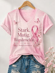 T-Shirt mit Aufdruck zur Brustkrebsbewusstseinsbildung bei Frauen