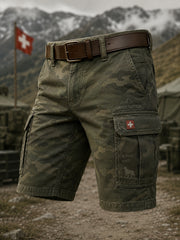 Herren geschnittene Cargo hosen mit Vintage-Print im Militärs til