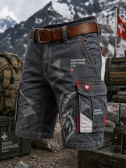 Herren-Cargo-Kurzhose mit vintage Militär-Print