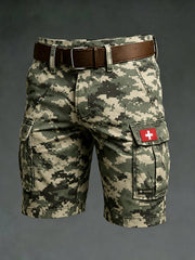 Herren-Cargo-Kurzhose mit militärischem Camouflage-Print