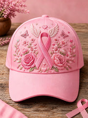 Unisex-Kappe in Rosa mit Blumenmuster zur Unterstützung der Brustkrebsaufklärung