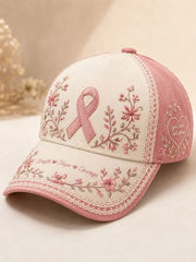 Unisex-Kappe zur Brustkrebsbewusstseinsförderung mit rosa Schleife und Blumenmuster