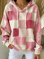 Rosa kariertes Kapuzenpullover für Damen