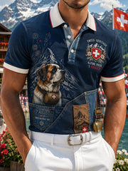 Grafisches Kurzarm-Poloshirt zur Feier des Nationalfeiertags der Männer