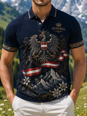 Herren-Polo mit Kunstdruck im österreichischen Landhausstil