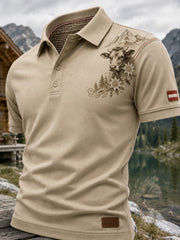 Herren-Polo mit Kunstdruck im österreichischen Landhausstil