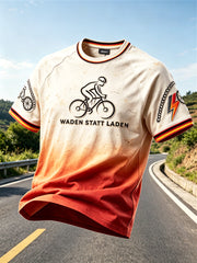 Herren-T-Shirt im Vintage-Stil mit deutschem Radfahr-Verlaufsdruck und lässigem Design