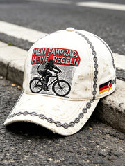 Weißer, deutscher Fahrraddruck, klassischer Freizeithut