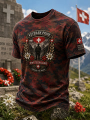 Herren-T-Shirt mit kurzen Ärmeln und Camouflage-Print im Militärstil