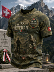 Herren-T-Shirt mit kurzen Ärmeln und Camouflage-Print im Militärstil