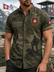 Herren-Hemd mit kurzen Ärmeln, Camouflage- und Militär-Prints