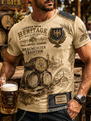 Herren-T-Shirt mit kurzen Ärmeln und vintage Biermotiv