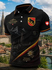 Kurzarm-Polos hirt für Herren mit städtischem Gedenk-Grafik druck
