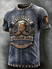 Herren Vintage Denim Deutsches Oktoberfest Print Freizeit T-Shirt