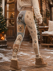 Damen-Leggings mit tierischem Hundemotiv als Kunstdruck