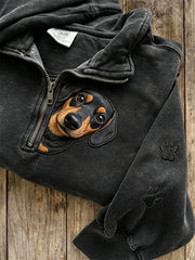 Damen Peeking Dackel Hund & Pfote Drucke mit Reiß verschluss Sweatshirt