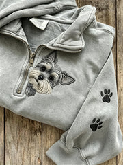 Damen Peeking Schnauzer Hund & Pfote Drucke mit Reiß verschluss Sweatshirt