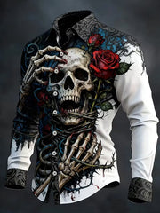 Retro-Dark-Punk-Kunstdruck-Lässiges Hemd