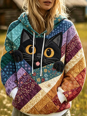 Gemütlicher Hoodie mit Patchwork druck für Frauen