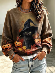 Damen Halloween bedrucktes regelmäßiges Sweatshirt