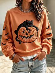Damen-Halloween-Kapuzenpullover mit Muster, reguläre Passform