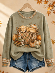Damen-Herbst-Hund-Regulärer Kapuzenpullover