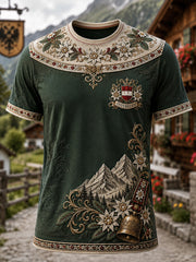 Herren-Kunstdruck im österreich ischen Country-Stil lässig T-Shirt