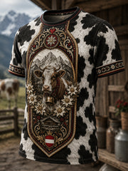 Herren-Casual-T-Shirt im österreichischen Landhausstil mit Kunstdruck