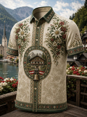 Herren-Landhausstil-Hemd mit Kunstdruck, lässig