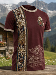 Herren-Casual-T-Shirt im österreichischen Landhausstil mit Kunstdruck