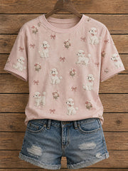 Frauen Blumen pudel T-Shirt