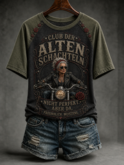 Frauen-T-Shirt mit humorvollem Spruch, Rundhalsausschnitt und kurzen Ärmeln