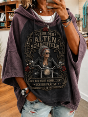 Frauen-Hoodie mit humorvollem Spruch und kurzen Ärmeln