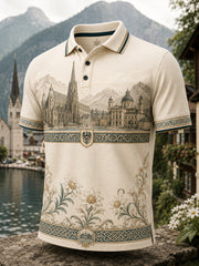 Herren-Kunstdruck im österreich ischen Country-Stil Casual Polo