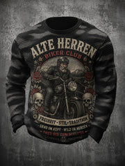 Herren-T-Shirt im Vintage-Stil mit abgenutztem Slogan-Print, aus Waffelstrick und mit langen Ärmeln