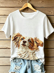 Frauen STOP TIER MISSBRAUCH Wangwang V-Ausschnitt schulter freies kurz ärmel iges T-Shirt