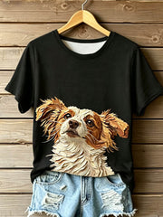 Frauen STOP TIER MISSBRAUCH Wangwang V-Ausschnitt schulter freies kurz ärmel iges T-Shirt