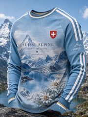 Herren-T-Shirt im Alpin-Stil mit Waffelstruktur, Raglanärmeln und Langarm