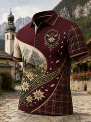 Herren-Polo mit kulturellen Elementen Österreichs, kunstvoller Motivdruck, lässiger Stil