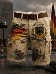 Herren-Cargo-Kurzhose mit vintage Militär-Print